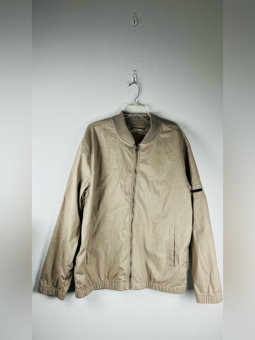 Men's Lightweight Beige Bomber Jacket